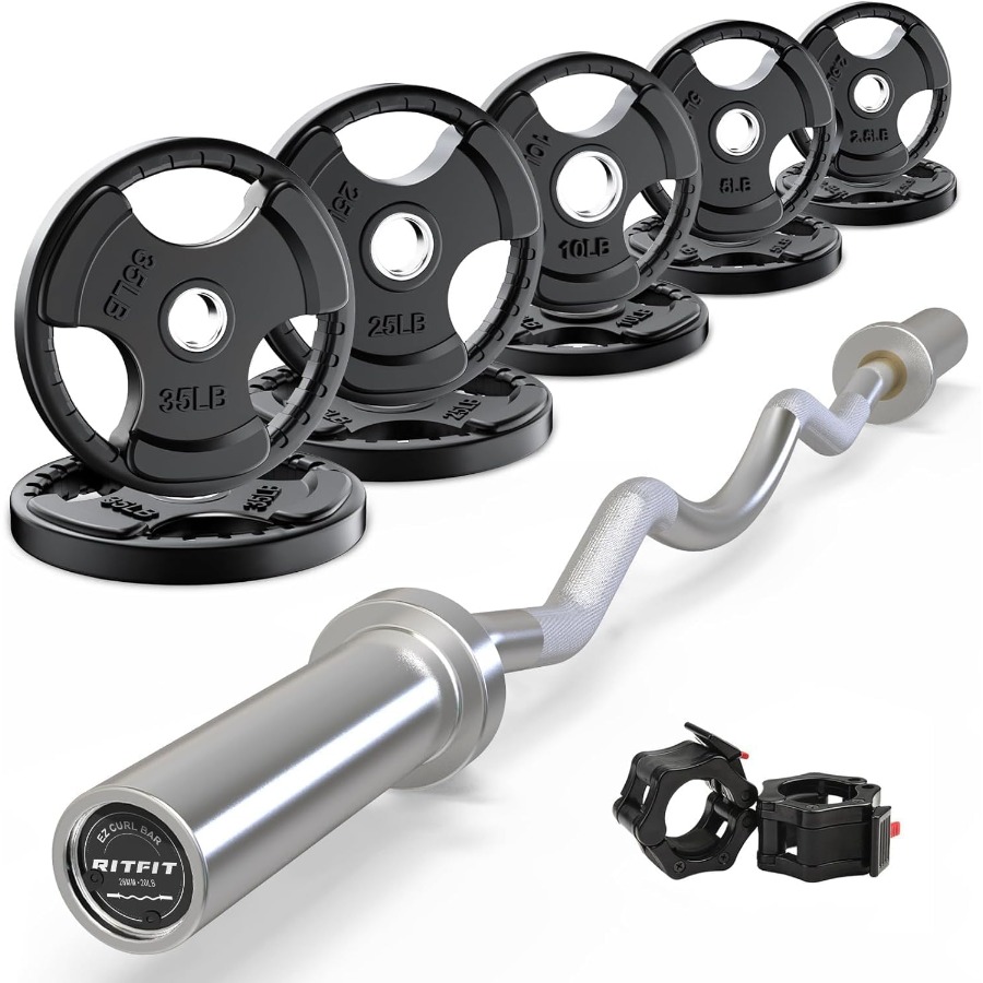Barbell Curl Bar - 2 Inch EZ Curl Bar with
