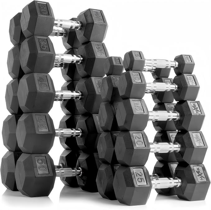 Home Gym Custom - Premium Rubber Coated Hex Dumbbells 5LB-100LB