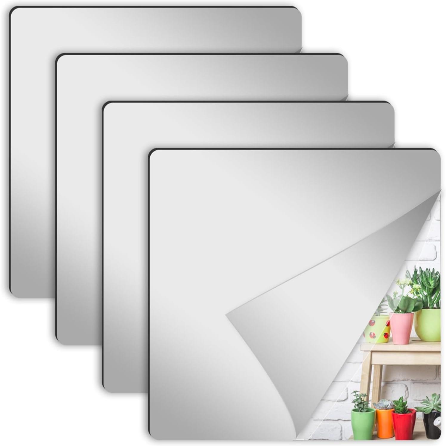 Home Gym Options - 4Pcs Acrylic Mirror Wall Stickers Square