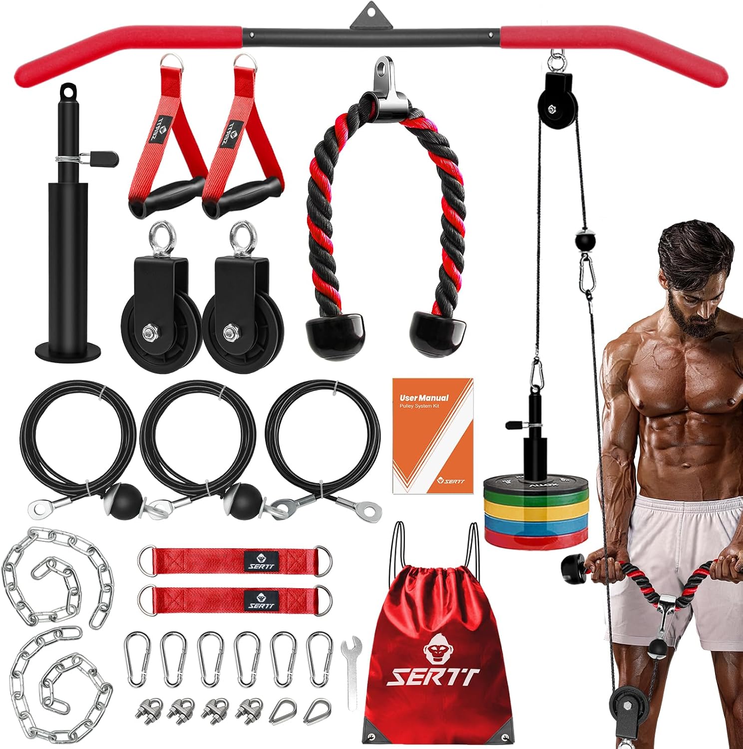 Home Gym Workout - Home Gym Pulley System for Tricep,