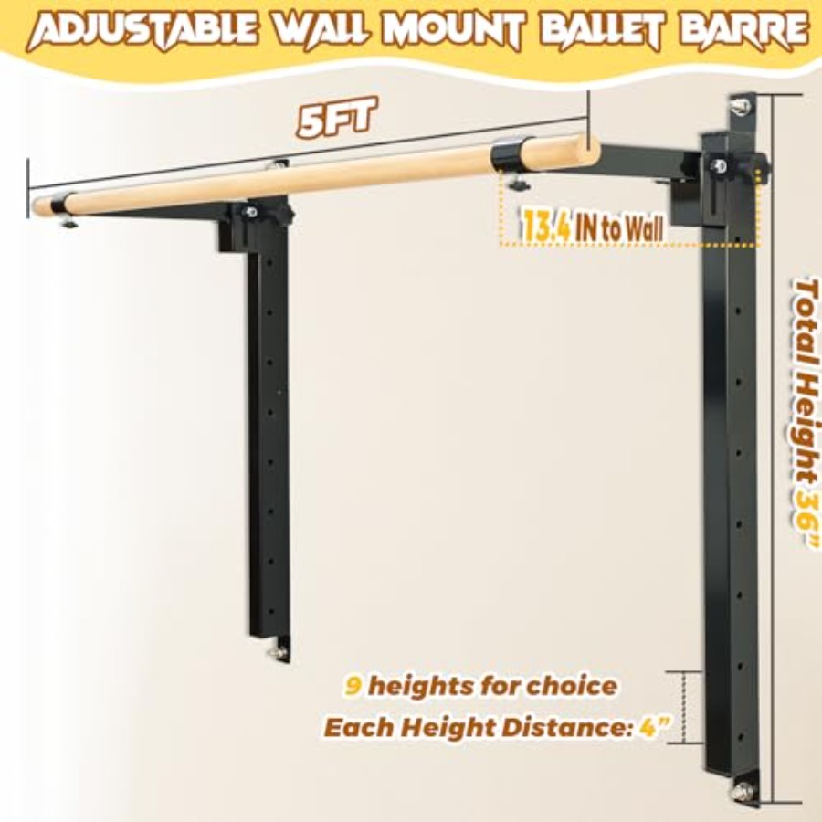 Wall Mounted Ballet Barre 4ft  - Home Gym Foldable review and price