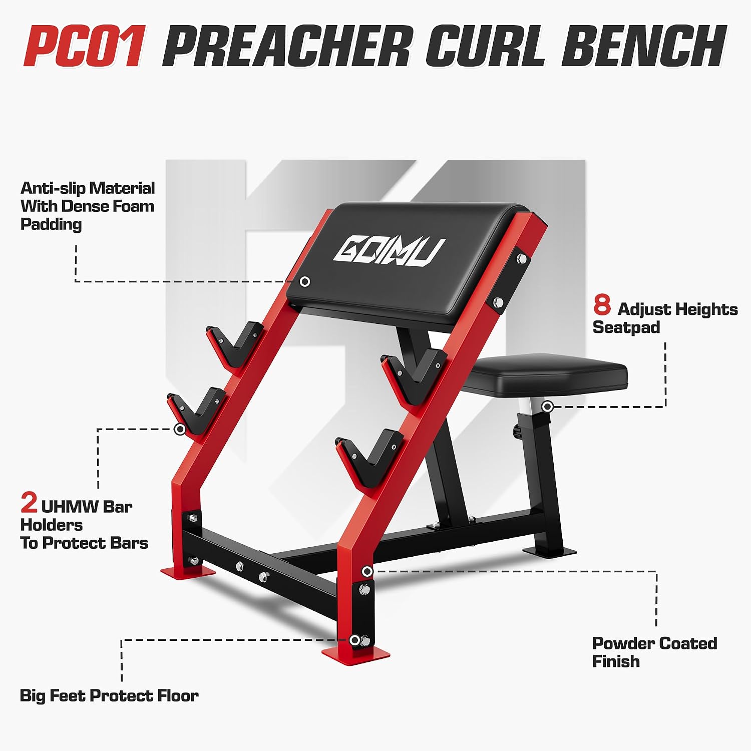 Adjustable Preacher Curl Bench - Barbell Curl Bar review and price