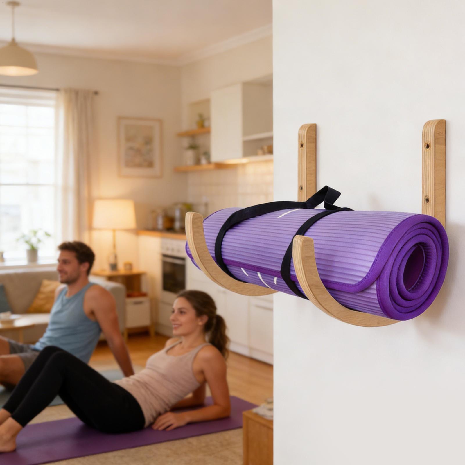 Wooden Yoga Mat Holder Wall Mo - Home Gym Yoga Storage review and price
