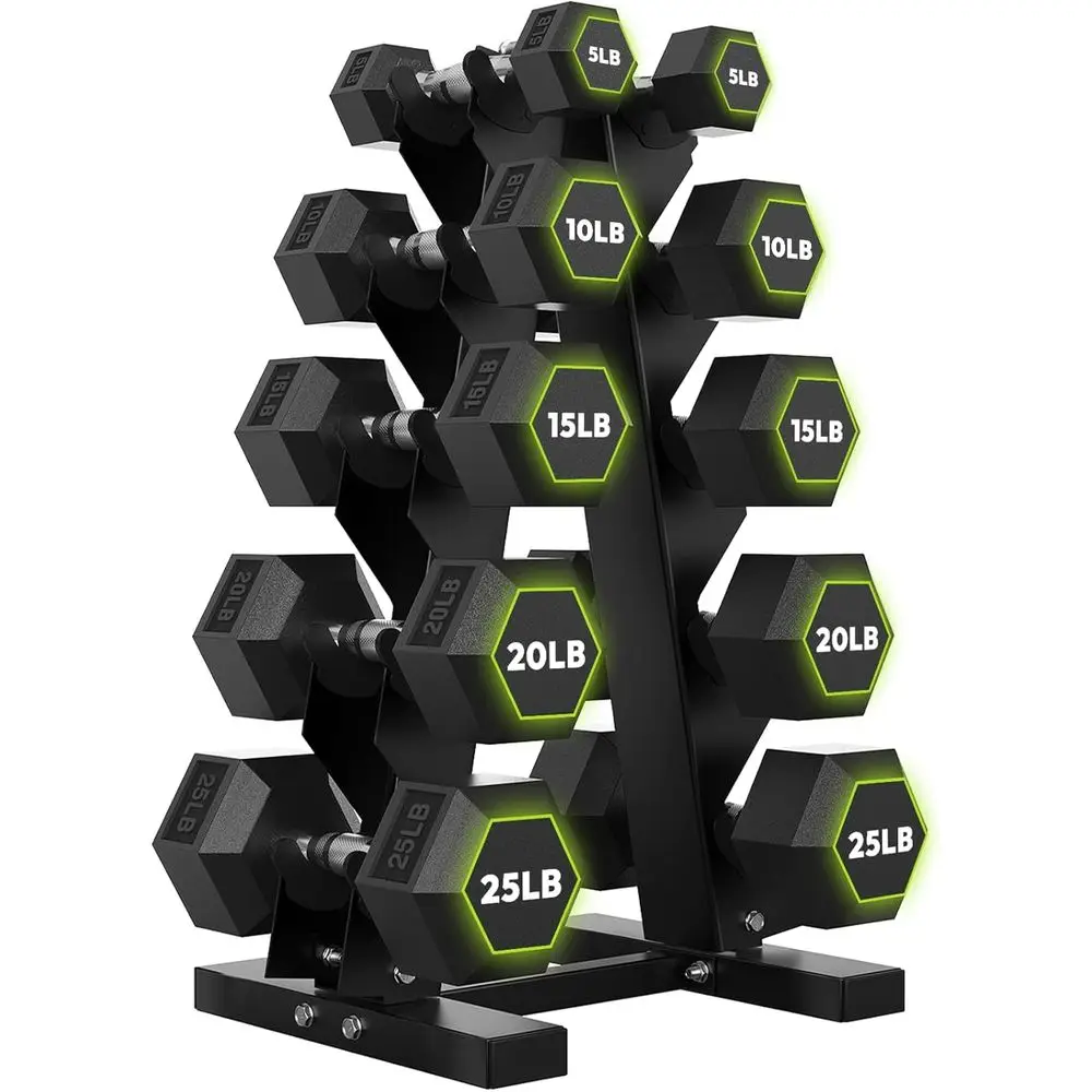 Hex Dumbbells with A-E Rack, 1 - Home Gym Options review and price