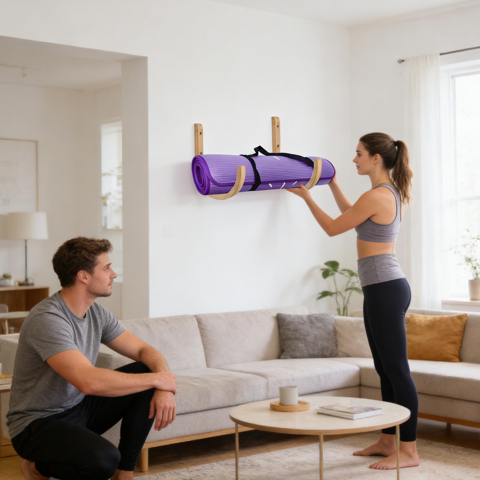 Yoga Mat Holder 2 Pieces Woode - Home Gym Yoga Storage review and price