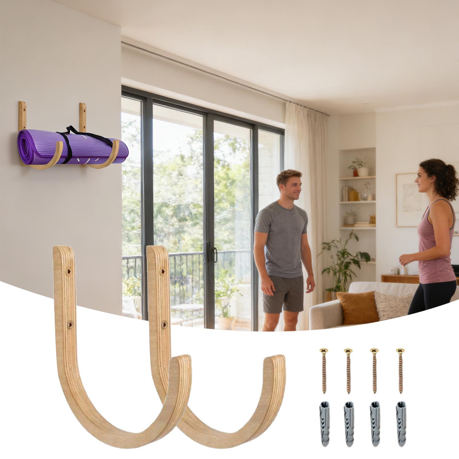 Yoga Mat Holder 2 Pieces Woode - Home Gym Yoga Storage review and price