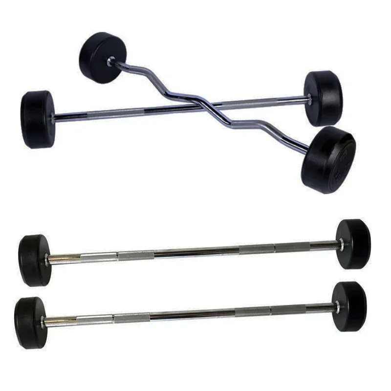 Round Rubber Coated Curl Fixed - Barbell Curl Bar review and price