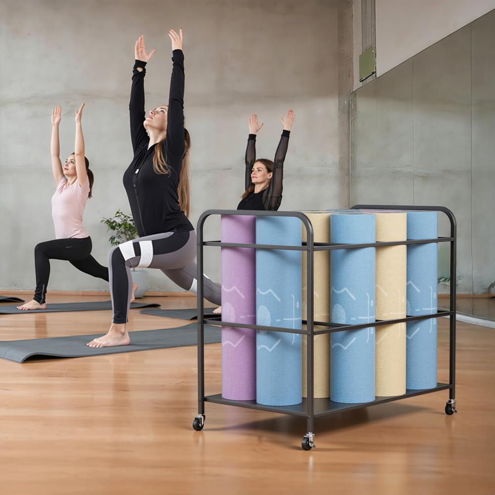 Yoga Mat Storage Rack with Whe - Home Gym Yoga Storage review and price