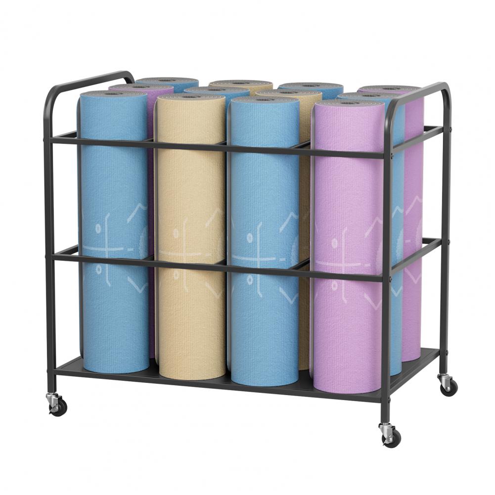 Yoga Mat Storage Rack with Whe - Home Gym Yoga Storage review and price
