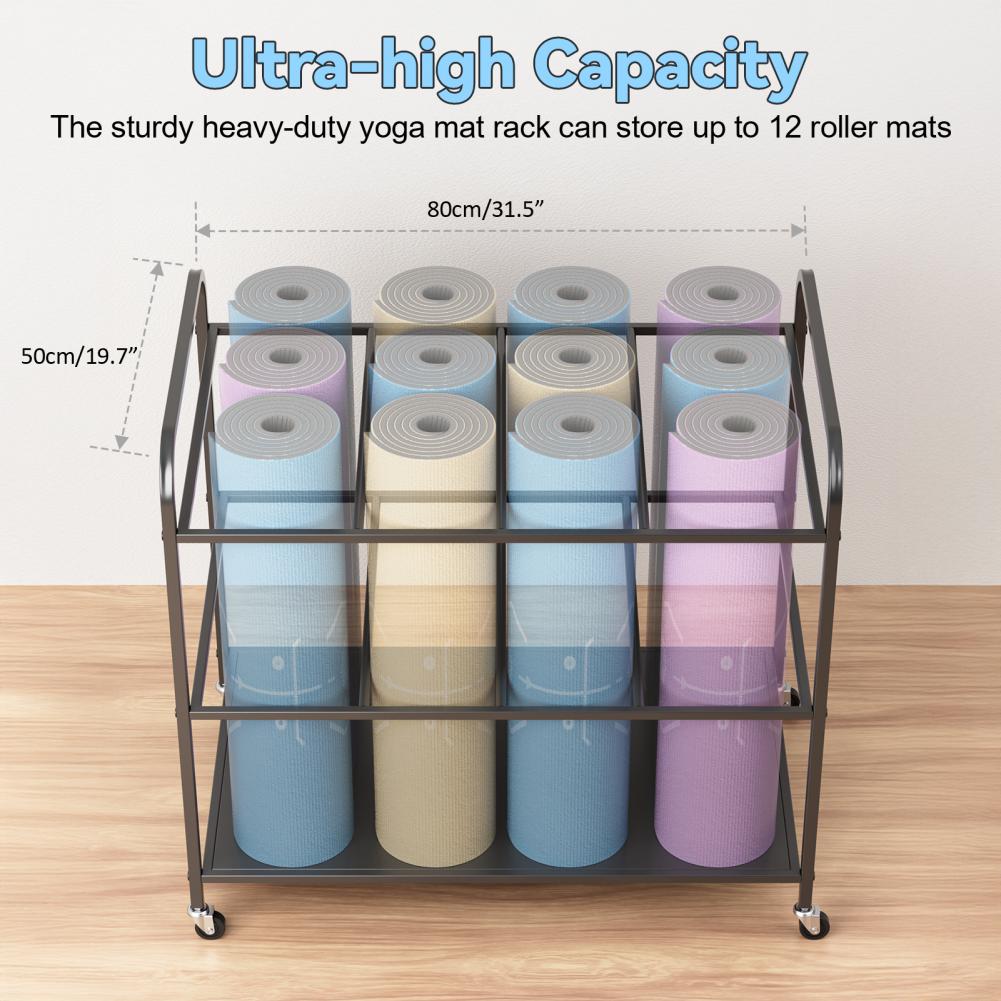 Yoga Mat Storage Rack with Whe - Home Gym Yoga Storage review and price