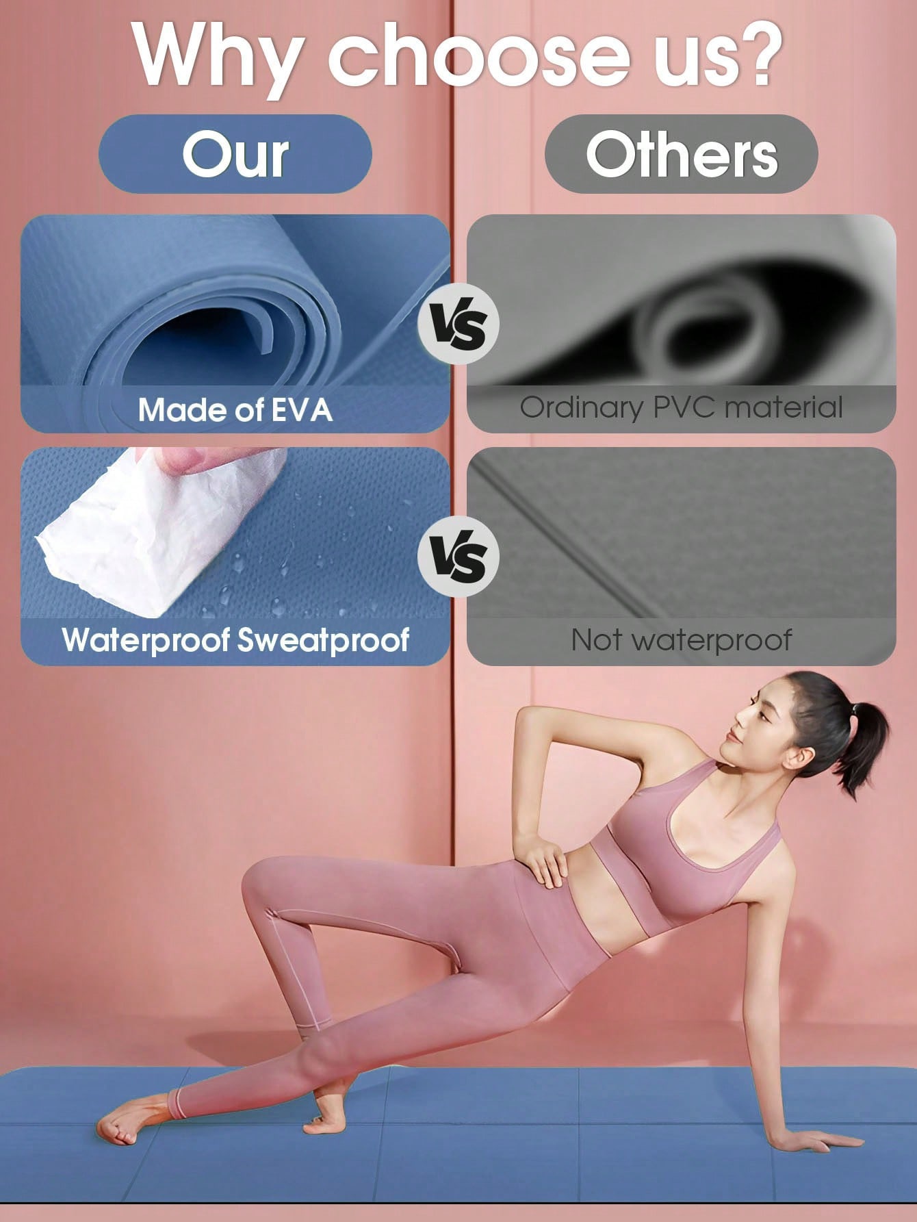Foldable Yoga Mat Dark Blue Ec - Home Gym Yoga Mat review and price